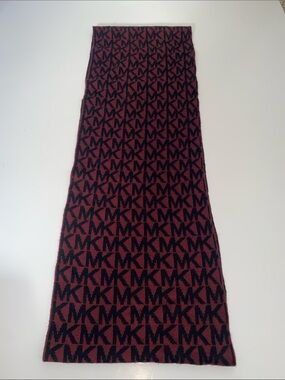 Michael Kors Burgundy and Black MK Logo Maxi Skirt